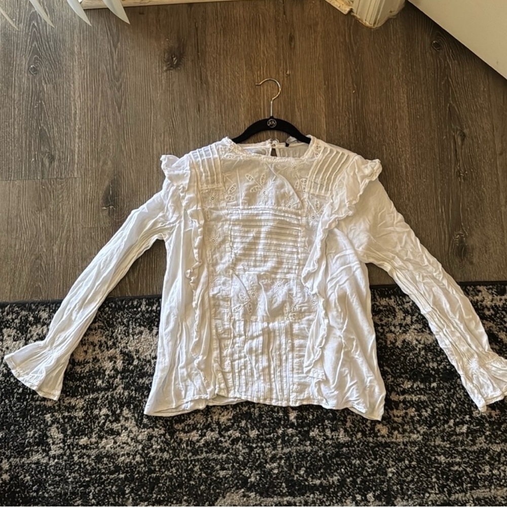 Sanctuary White‎ ruffled long sleeve blouse shirt size small bell sleeve